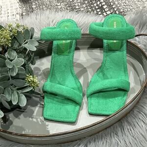 Good American Women’s Green Terry Slip On High Heel Sandals Size 8 NWT